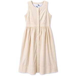 Addison Bay Yellow White Striped Sleeveless Midi Dress Banded Waist Large